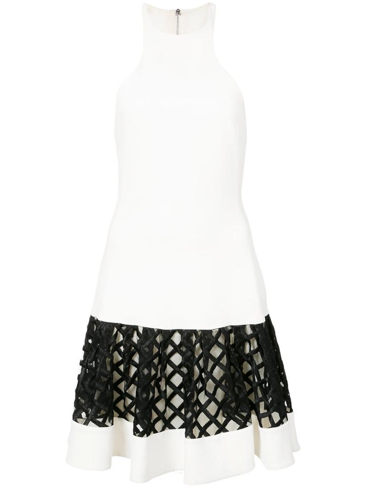 David Koma - Sleeveless Lattice Panel Dress - Women - Polyester - 8, White, Polyester