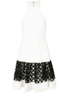 David Koma - Sleeveless Lattice Panel Dress - Women - Polyester - 8, White, Polyester