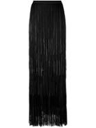 Elie Saab Leather Fringed Long Skirt