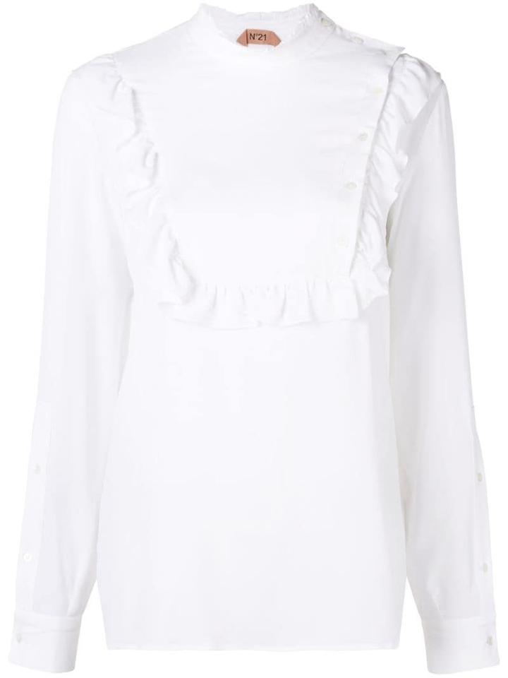Nº21 Ruffle Bib Blouse - White