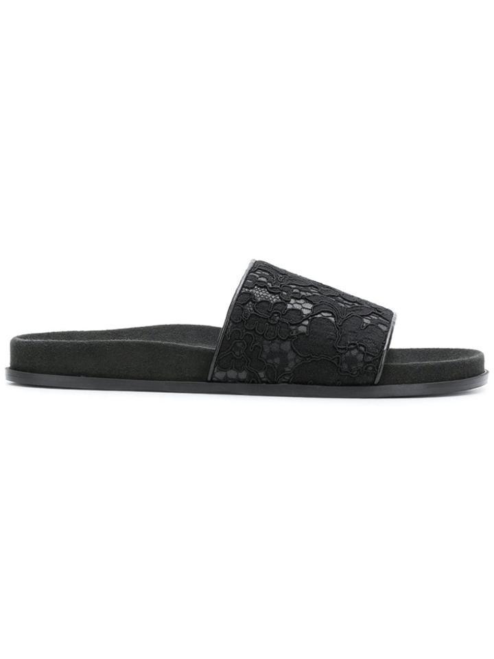 Stella Mccartney Lace Slides - Black