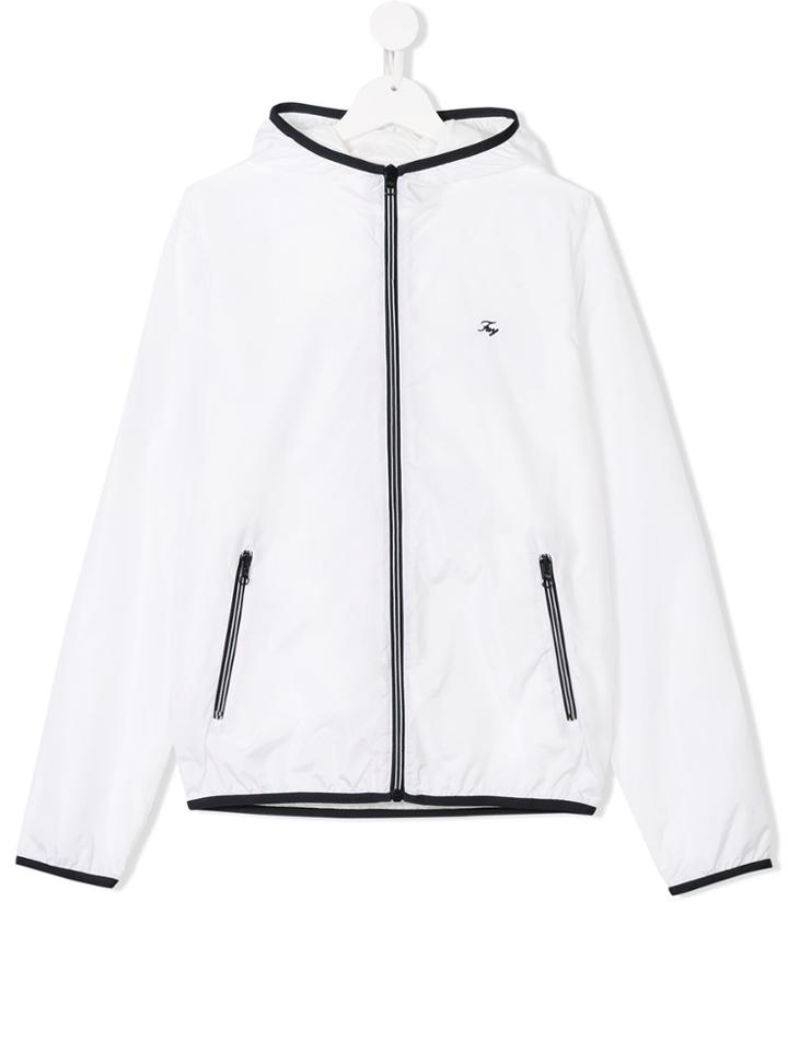 Fay Kids Teen Zip-up Rain Jacket - White