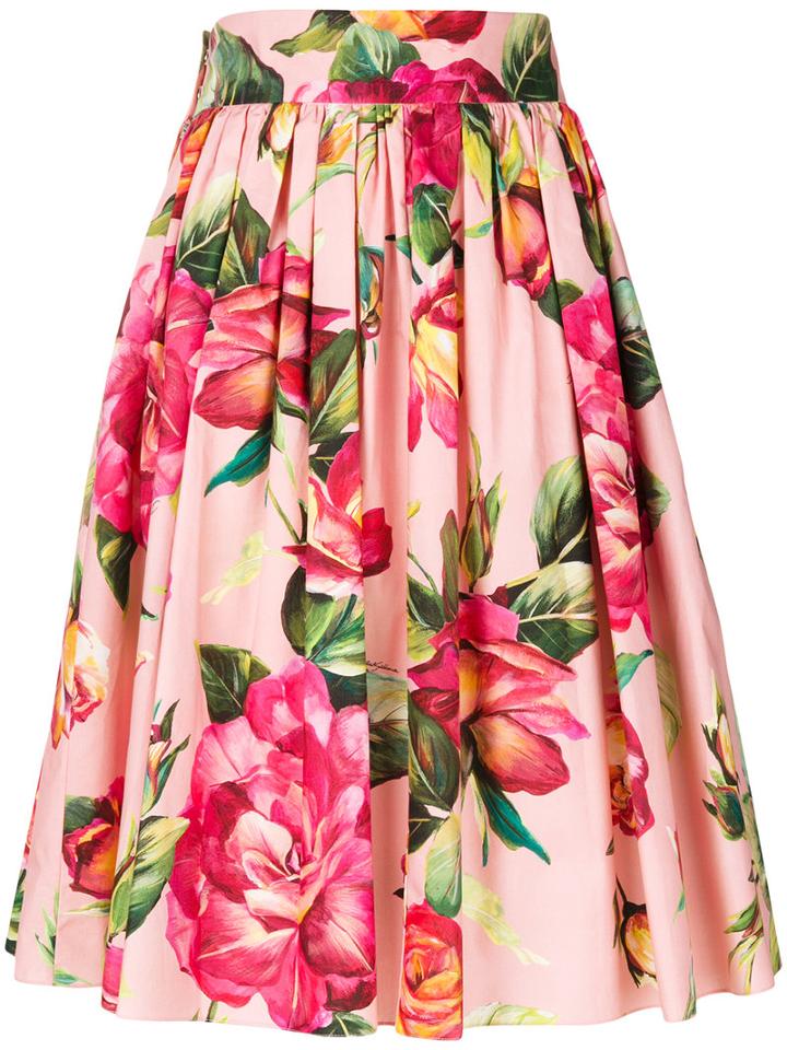 Dolce & Gabbana - Floral Circle Skirt - Women - Cotton - 42, Pink/purple, Cotton