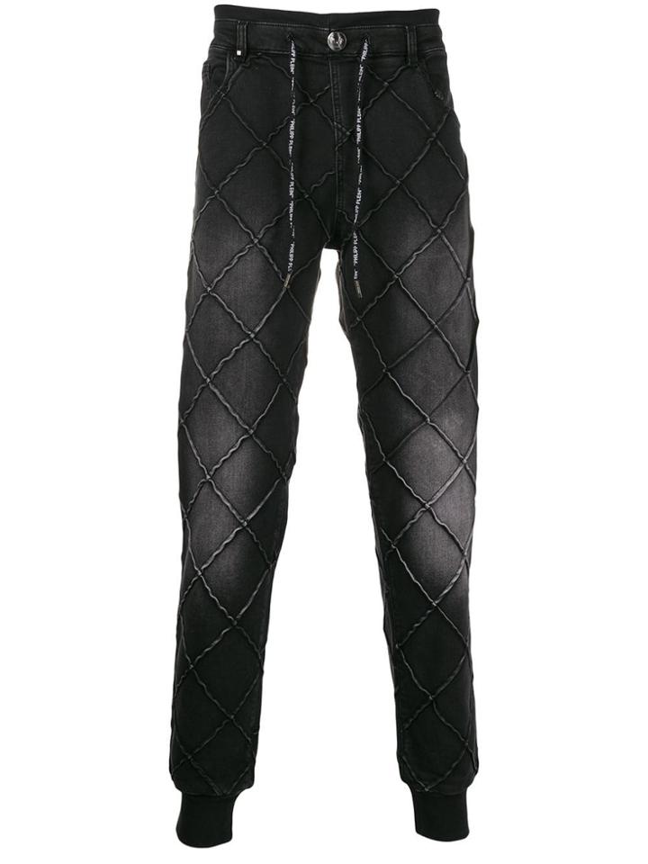 Philipp Plein Drawstring Denim Track Trousers - Black