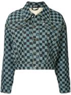 Andrea Crews Check Denim Jacket - Blue