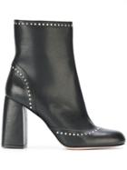 Red Valentino Studded Chunky Heel Boots - Black