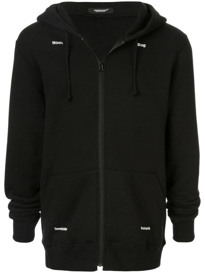 Undercover Printed Detail Zipped Hoodie - Black