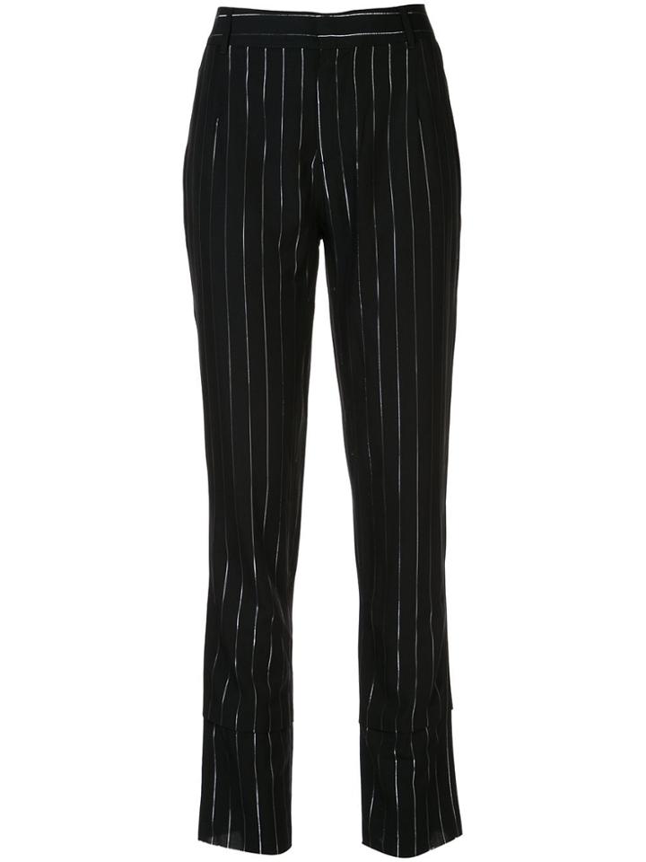 Rta Joan Striped Straight-leg Trousers - Blk Silver