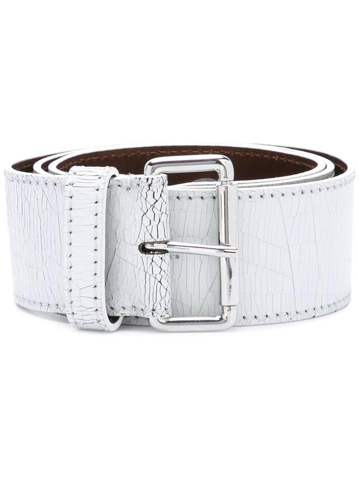 Mm6 Maison Margiela Studded Belt, Women's, Size: Small, White, Calf Leather