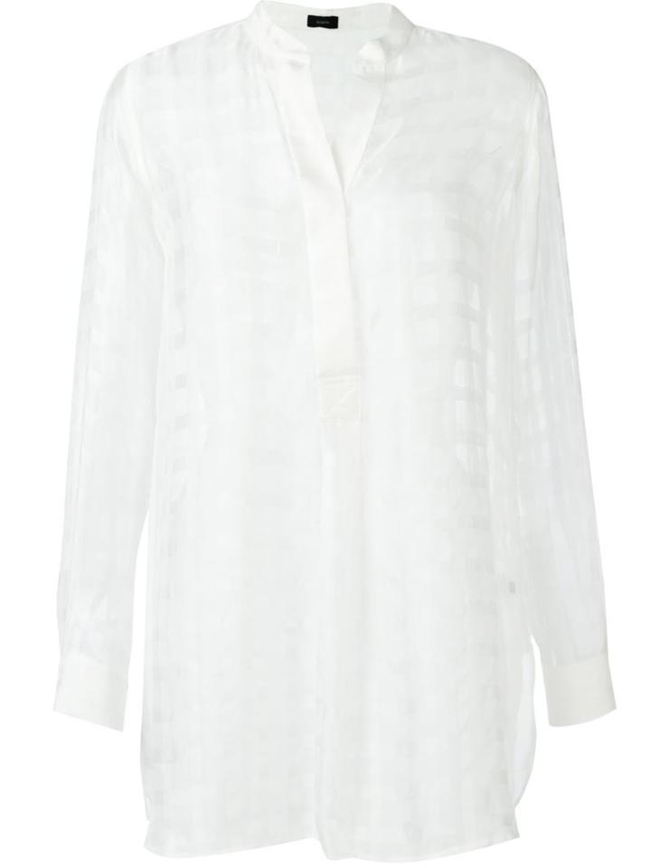 Joseph Checked Sheer Blouse, Women's, Size: 40, White, Silk