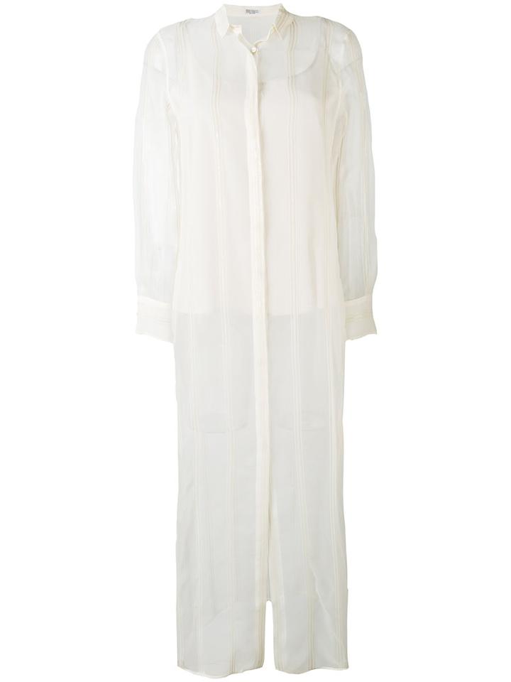 Brunello Cucinelli - Longline Shirt - Women - Silk - Xs, Nude/neutrals, Silk