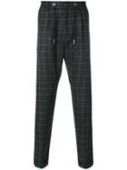 Eleventy Check Drawstring Tailored Trousers - Blue
