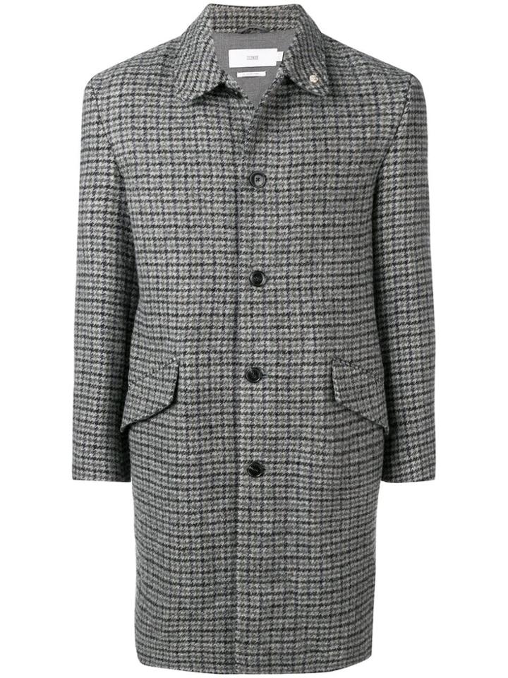 Closed Check Print Coat - Grey