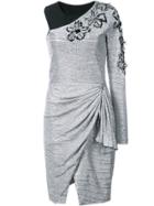 Patbo Asymmetrical Single Sleeve Mini Dress - Metallic