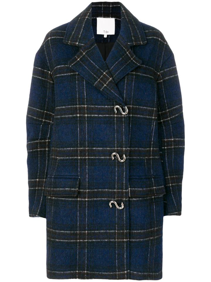 Tibi Plaid Coat - Blue