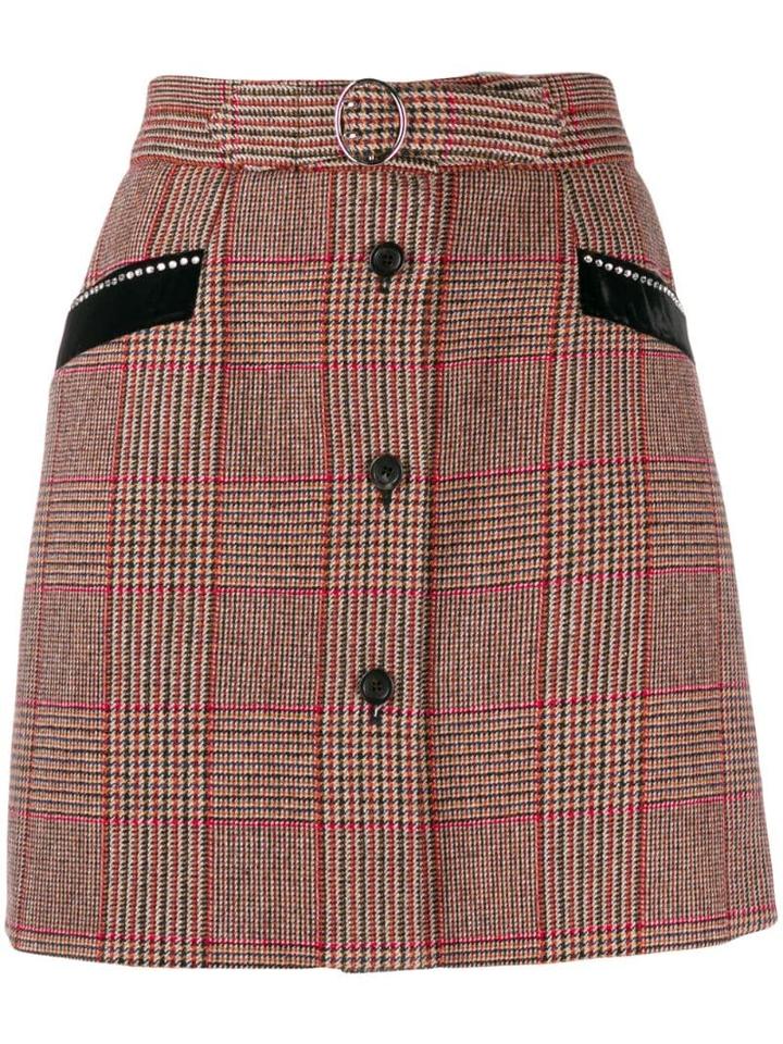 Miu Miu Checked Mini Skirt - Red