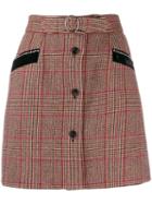 Miu Miu Checked Mini Skirt - Red