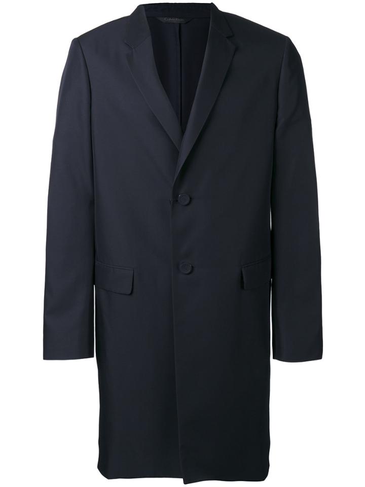 Calvin Klein Single Breasted Coat - Blue