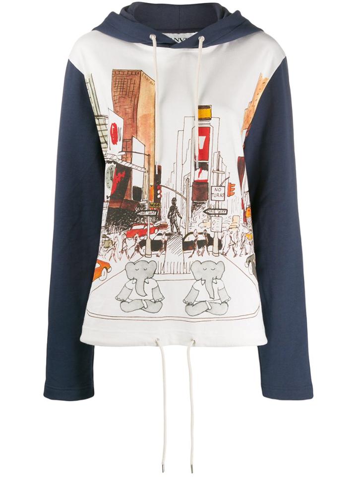 Lanvin Babar The Elephant Print Hoodie - Blue