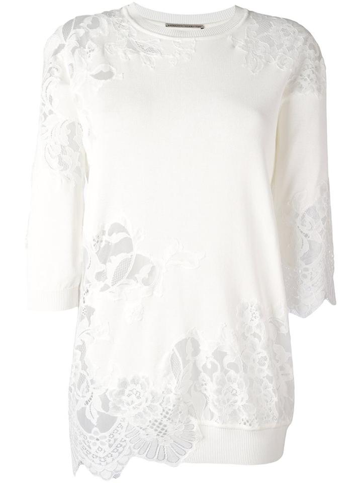 Ermanno Scervino Lace Detail Jumper, Women's, Size: 42, White, Polyester/viscose