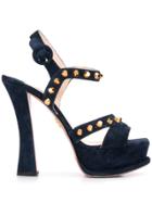 Prada Vintage 2000's Studded Platform Sandals - Blue