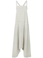 Bassike Checked Asymmetric Dungaree Dress - Brown