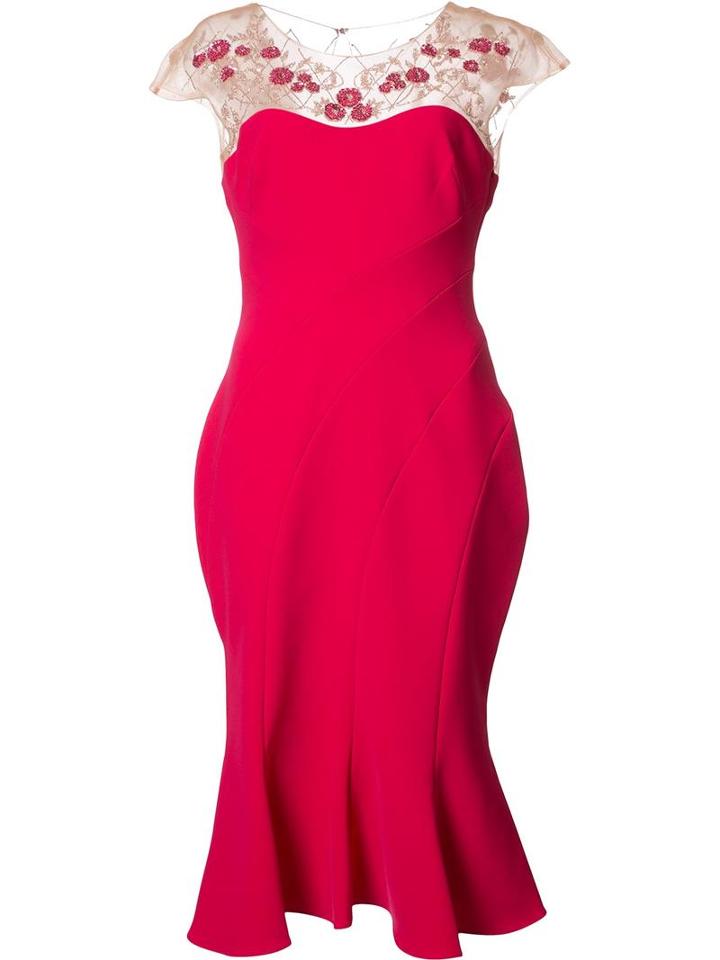 Marchesa Notte Floral Embroidery Dress, Women's, Size: 6, Polyester