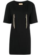 Loulou Embellished Detail T-shirt Dress - Black