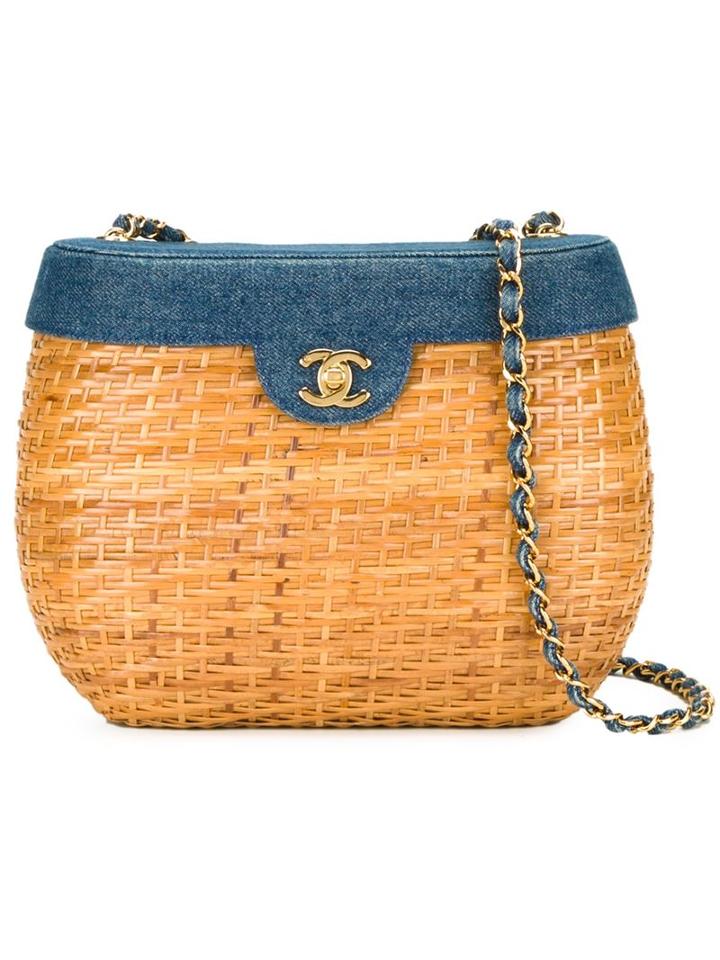 Chanel Vintage Woven Shoulder Bag, Women's, Brown