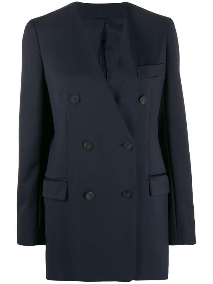 Joseph Daya Faille Collarless Blazer - Blue