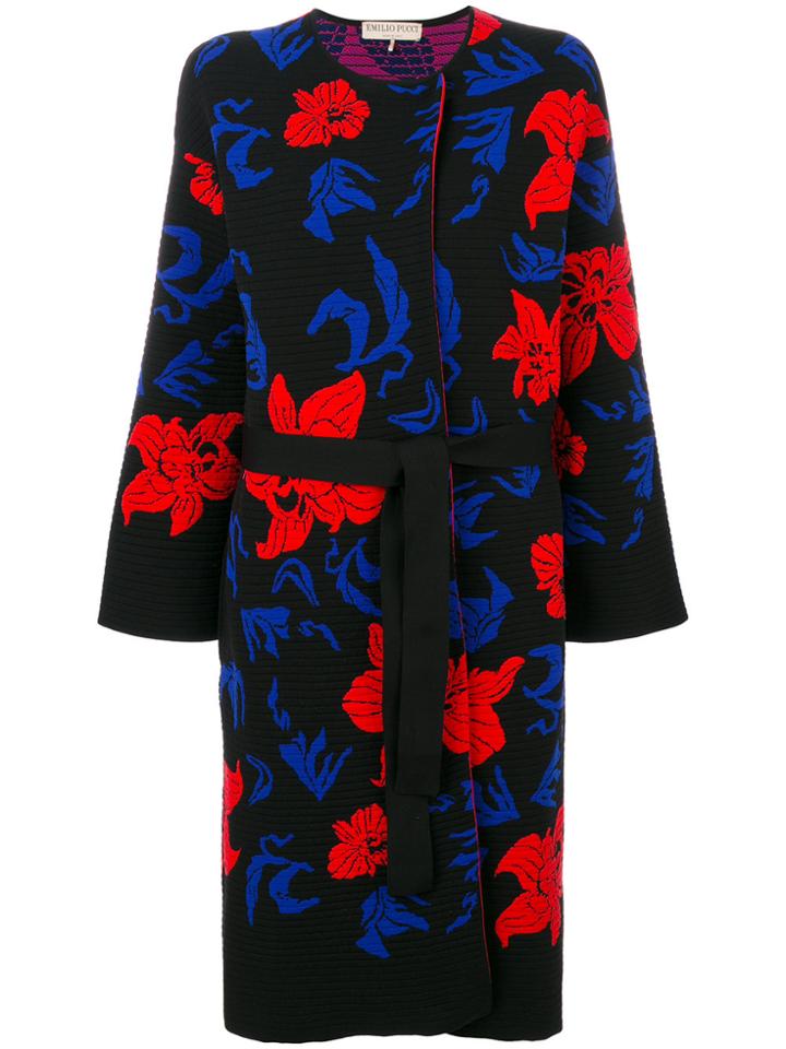 Emilio Pucci Knit Belted Overcoat - Black