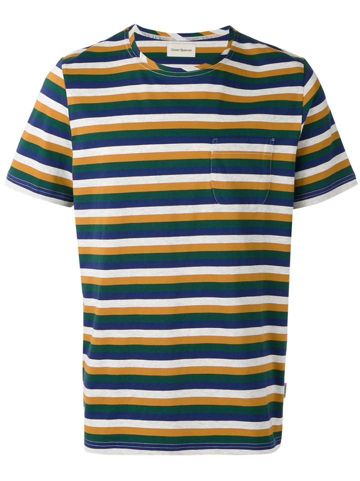 Oliver Spencer Triple Stripe T-shirt, Men's, Size: Xl, Yellow/orange, Cotton