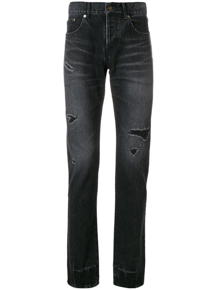 Saint Laurent Faded Slim Jeans - Black