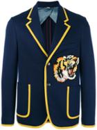 Gucci Bengal Appliqué Blazer, Men's, Size: 50, Blue, Cotton