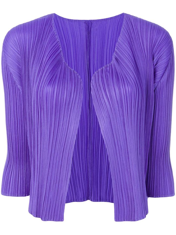 Pleats Please By Issey Miyake Pleated Short Cardigan - Blue