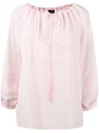 Ermanno Ermanno - Tied Round Neck Blouse - Women - Silk/cotton/polyamide - 42, Women's, Pink/purple, Silk/cotton/polyamide