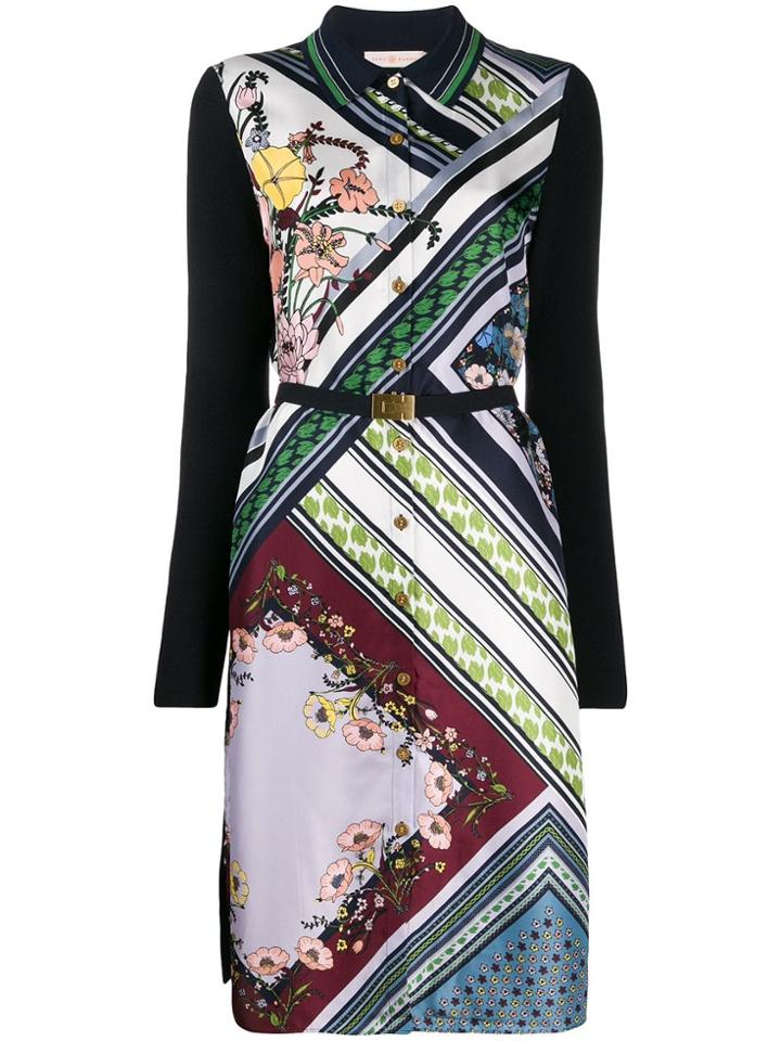 Tory Burch Floral-print Shirt Dress - Blue