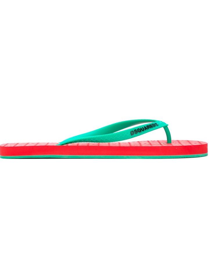 Dsquared2 Two-tone Flip Flops, Men's, Size: 41, Green, Pvc/rubber
