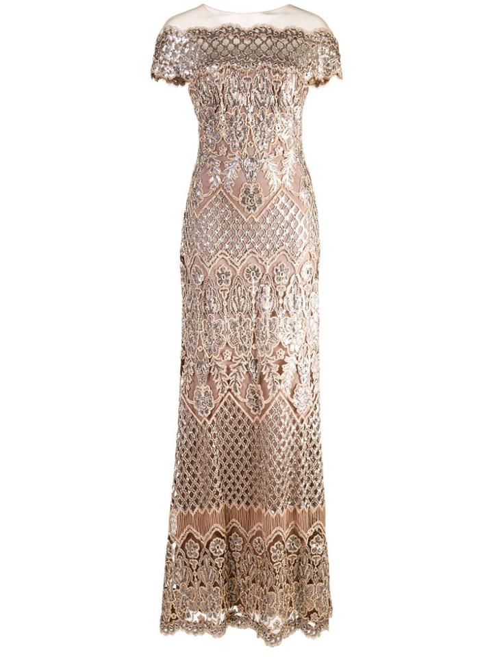 Tadashi Shoji Sequin Embellished Gown - Metallic