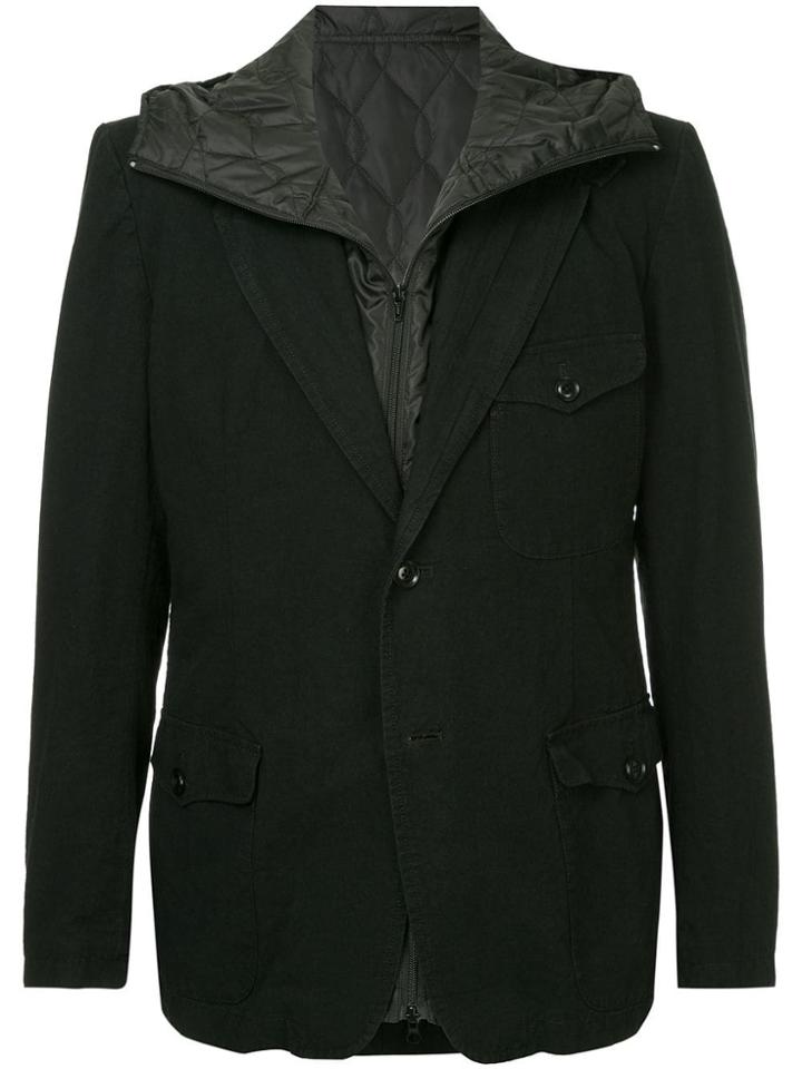 Yohji Yamamoto Padded Panel Layered Blazer - Black