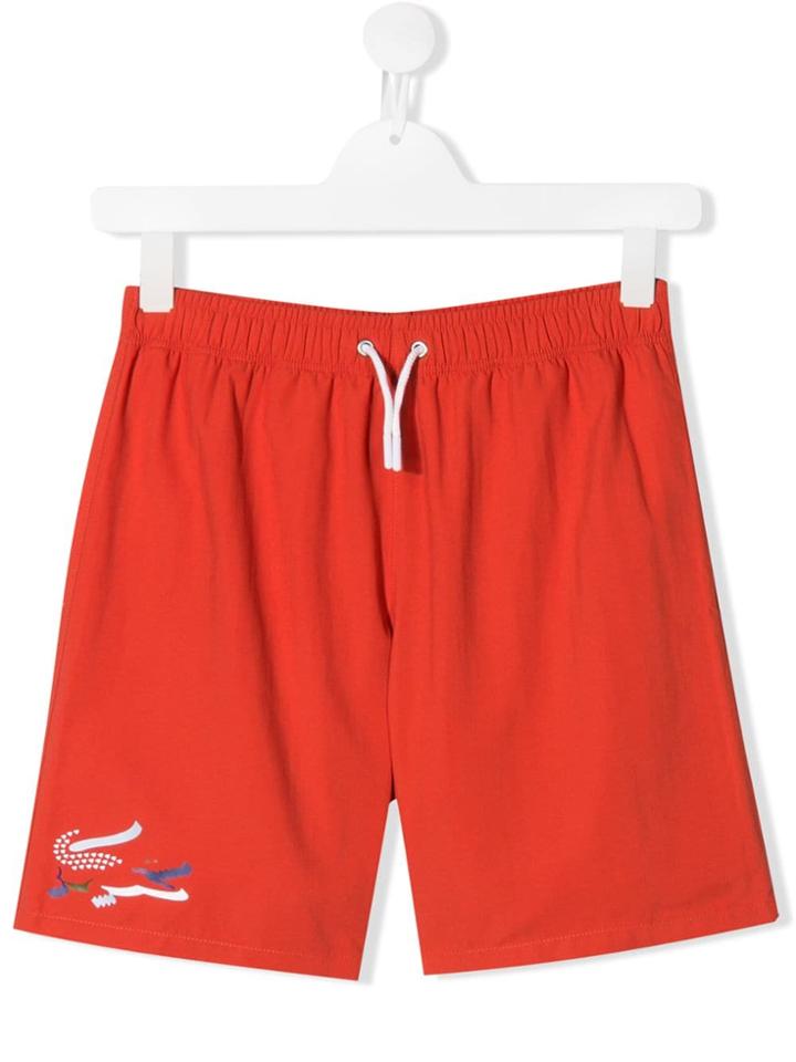 Lacoste Kids Contrast Logo Shorts - Orange