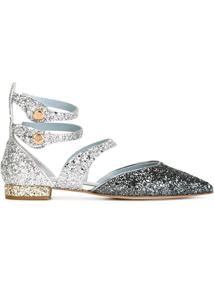 Chiara Ferragni Jackie Ballerinas, Women's, Size: 37, Grey, Leather/plastic