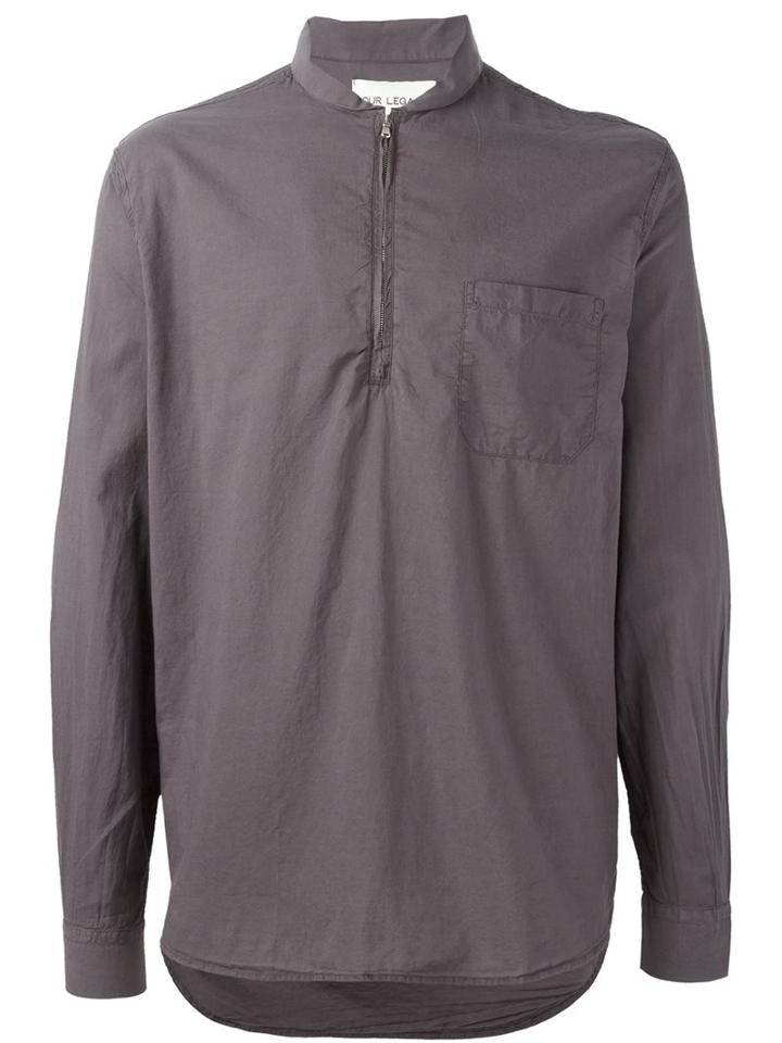 Our Legacy Pull Over Zip Shirt, Men's, Size: Xl, Brown, Cotton