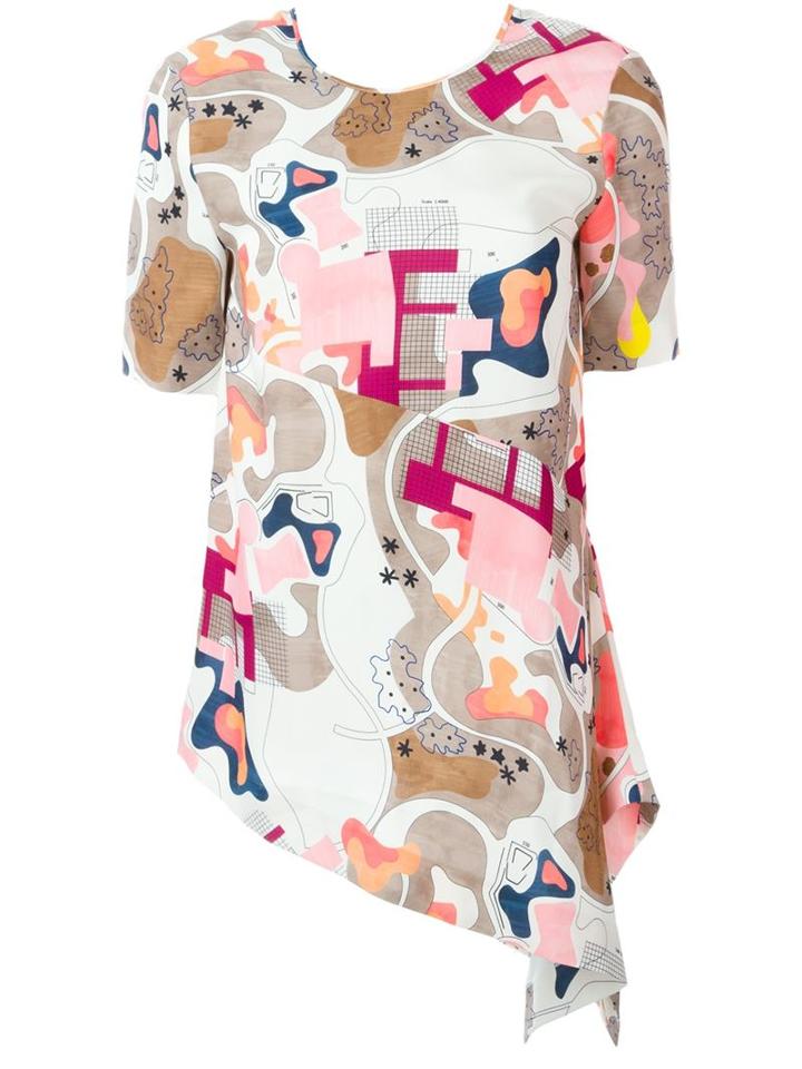 Msgm Asymmetric Printed Top