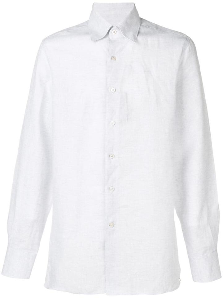 Canali Plain Button Shirt - Grey