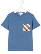 Burberry Kids - Checked Chest Pocket T-shirt - Kids - Cotton - 12 Yrs, Blue