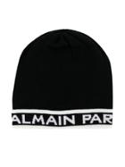 Balmain Kids Knitted Logo Hat - Black