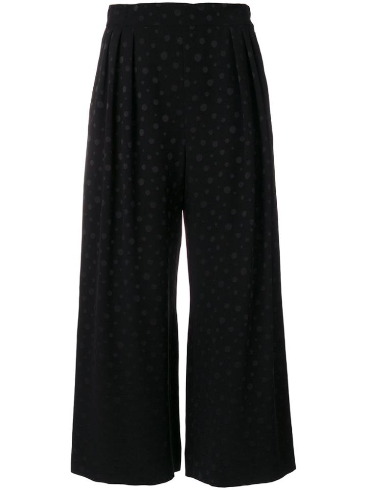 Max Mara Polka Dot Cropped Wide Leg Trousers - Black