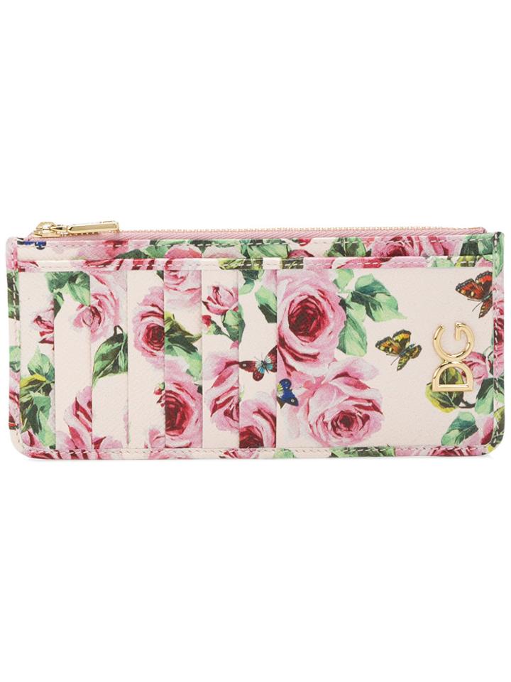 Dolce & Gabbana Rose Print Long Card Holder - Pink & Purple