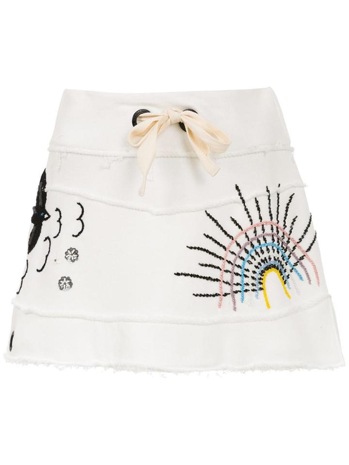Andrea Bogosian Embroidered Sweatskirt - White